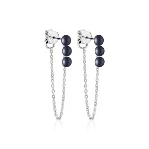 Cercei argint lungi cu lantisor si perle naturale negre Trilogy DiAmanti SK23482E_B-G (Argint 925‰ 1 g.)